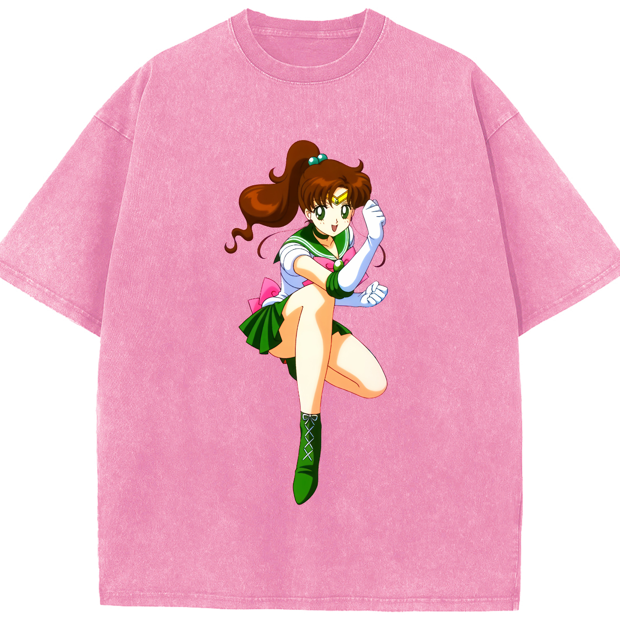 （画像用） 美少女戦士セーラームーン 木野 まこと きの まこと Sailor Moon Kino Makoto （セーラージュピター；Sailor Jupiter） 綿100% ヴィンテージ風 半袖Tシャツ（フロントプリント）